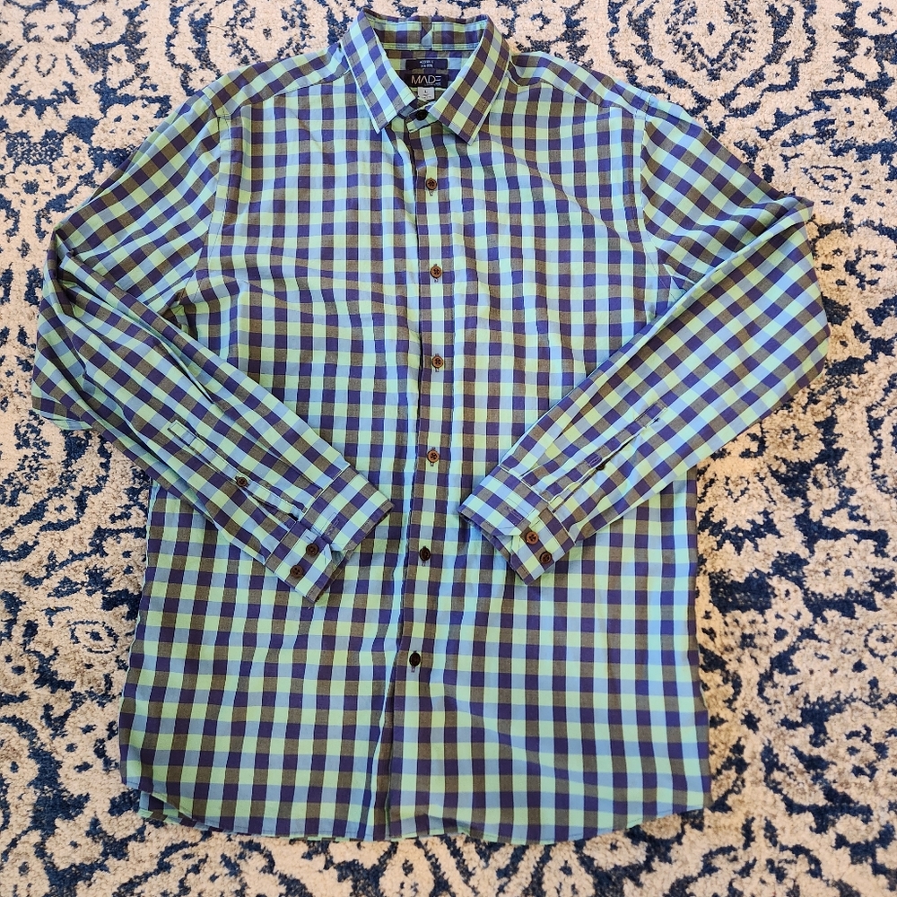 MADE by CAM NEWTON MEN'S LARGE PLEDGE BD LS SHIRT IN EUC!!